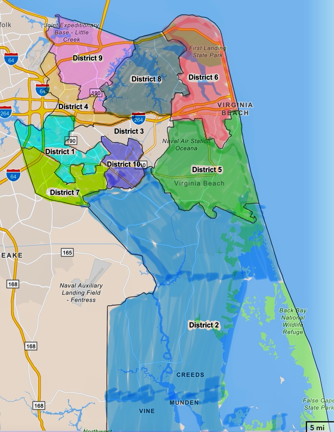 Existing 10-1 Districts, Virginia Beach