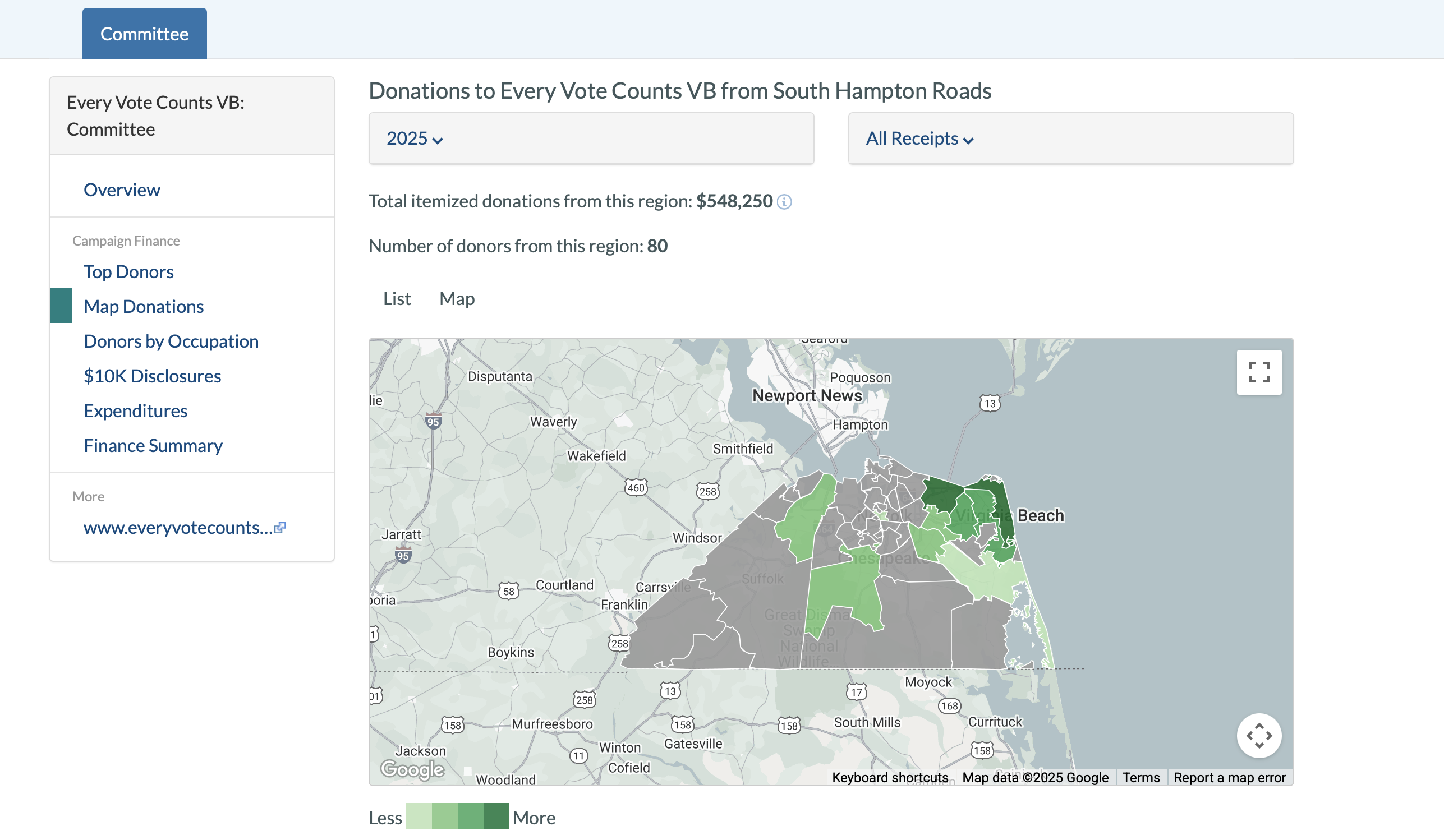 Every Vote Counts VB - Donors by Zipcode