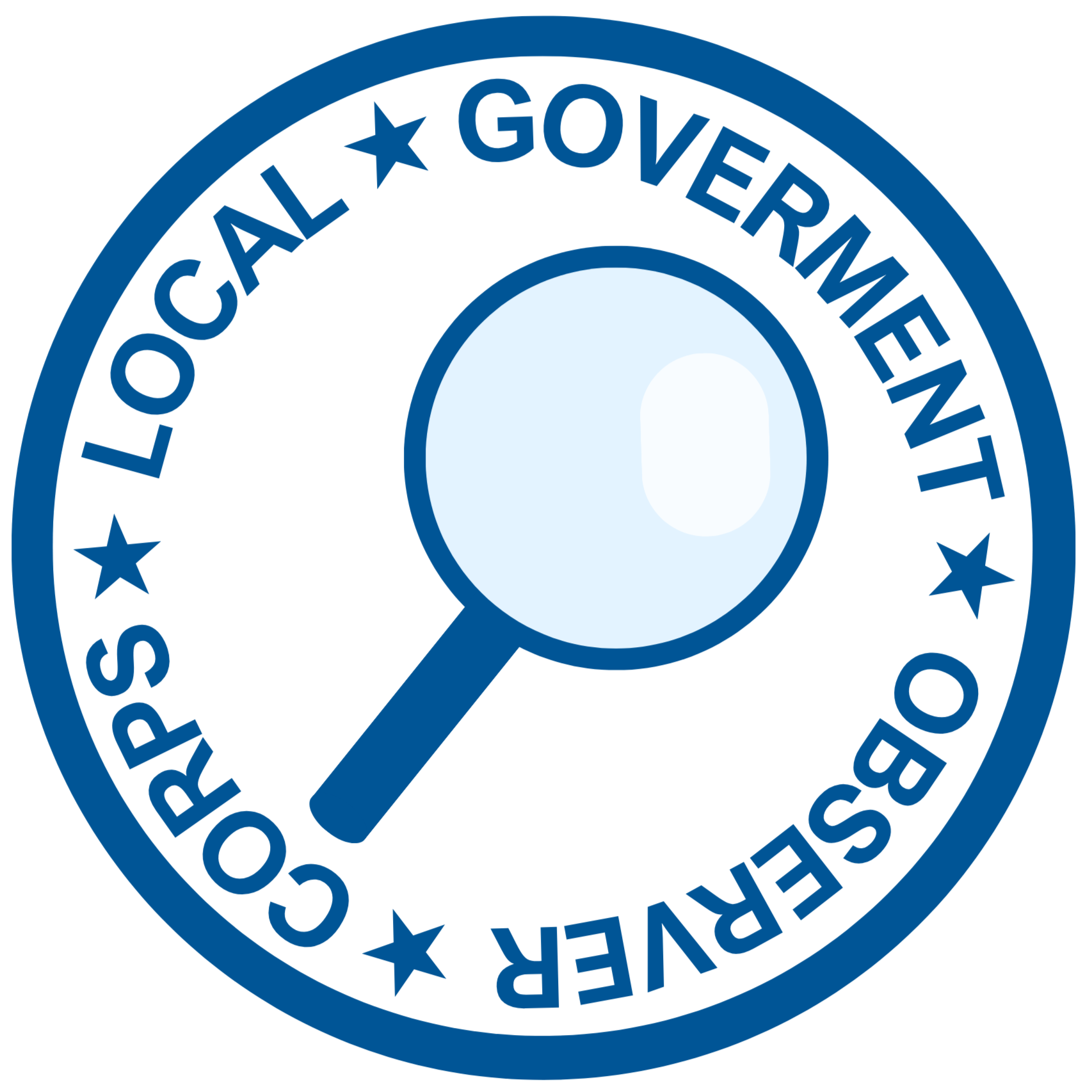 Logo with "Local Government Observer Corps" circling a magnifying glass.